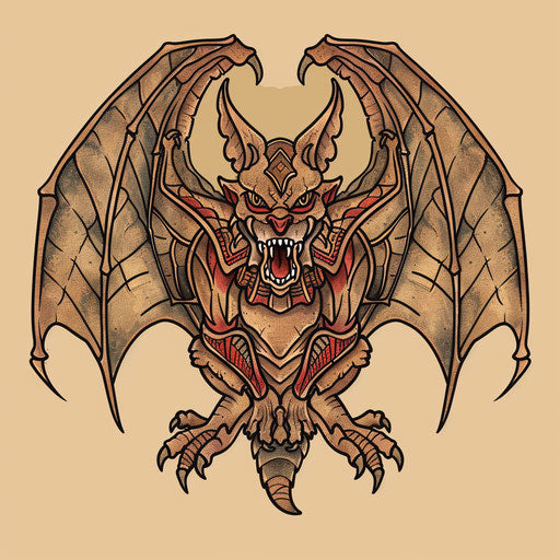 Rustic clipart style gargoyle tattoo sketch