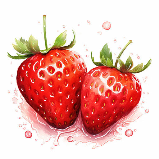 Strawberry illustration in the style of Oil painting, on white background