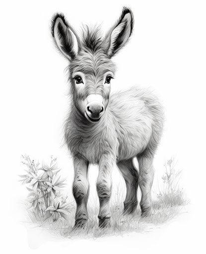 Disney baby donkey coloring page in the style of Vicente Romero Redondo