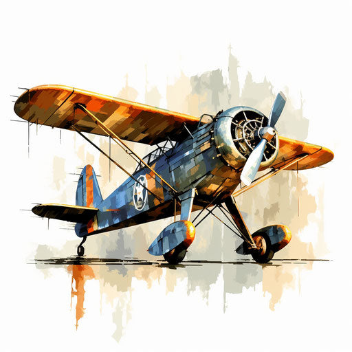 Airplane clip art in the style of Oil painting, on white background