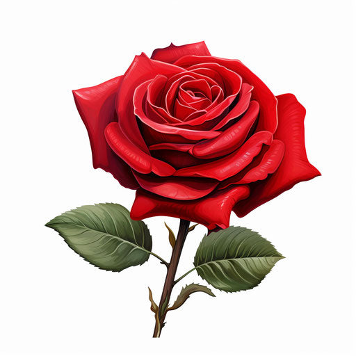 Red rose clipart in the style of Chiaroscuro Art, on white background