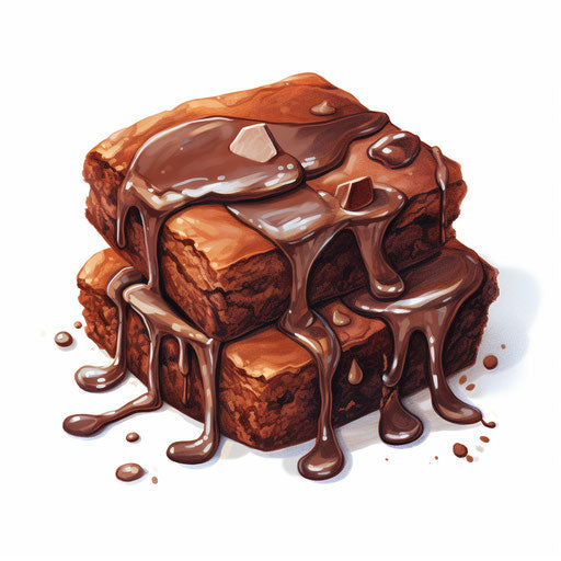 Brownie illustration in the style of an Oil painting, on white background