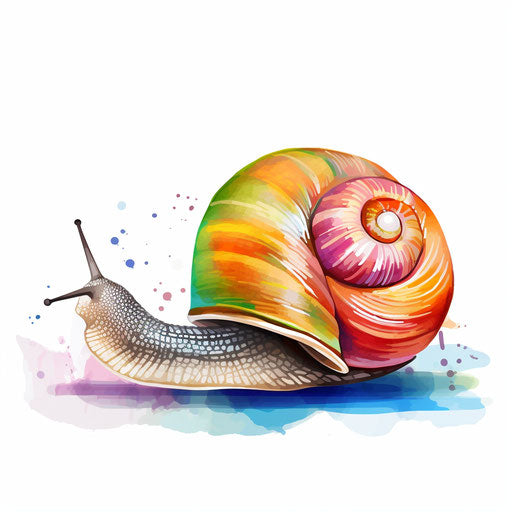 Snail clipart in the style of Impressionistic Art, on a white background