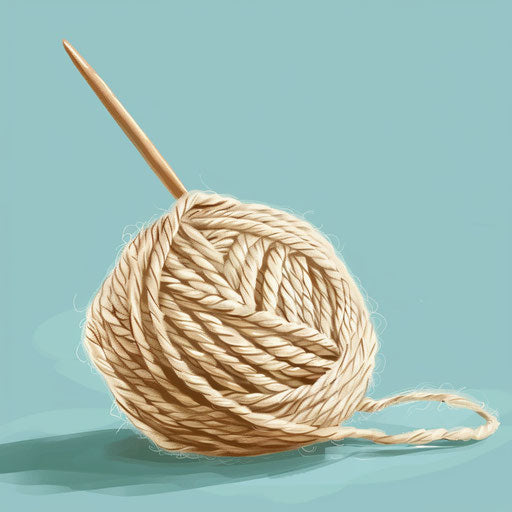 Realistic knitting clipart with blue background and soft focus