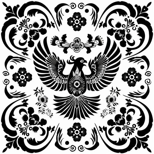 Russian folk patterns in black and white