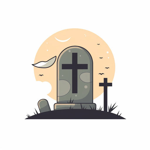 Minimalist style gravestone clipart on white background