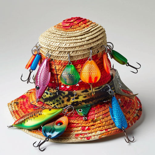 Fishing hat with bright lures