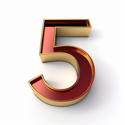 Illustration of number 5 in Minimalist style, on white background