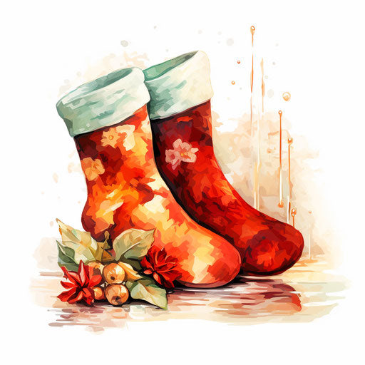 Christmas socks in the style of Oil painting