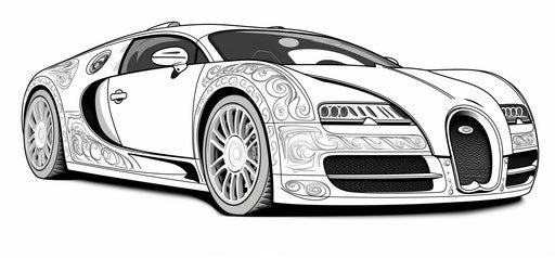 Bugatti car coloring for kids