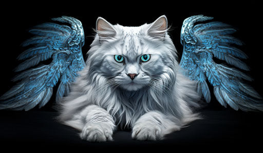 Cat with ears up, best of web, light silver and light azure style, manticore 12:7