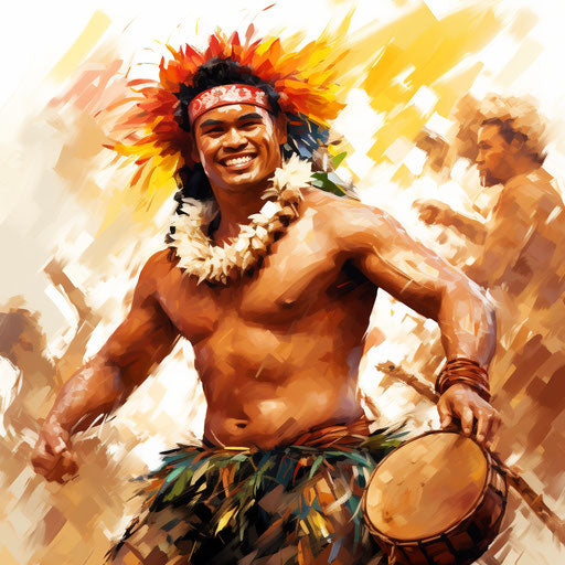 Luau clipart in the style of Oil painting, on a white background