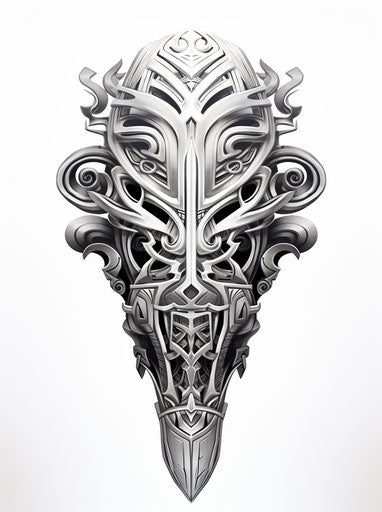 Design of moai or Tahitian tribal style on paper