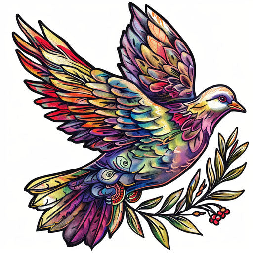 Vibrant peace tattoo sketch in clipart style