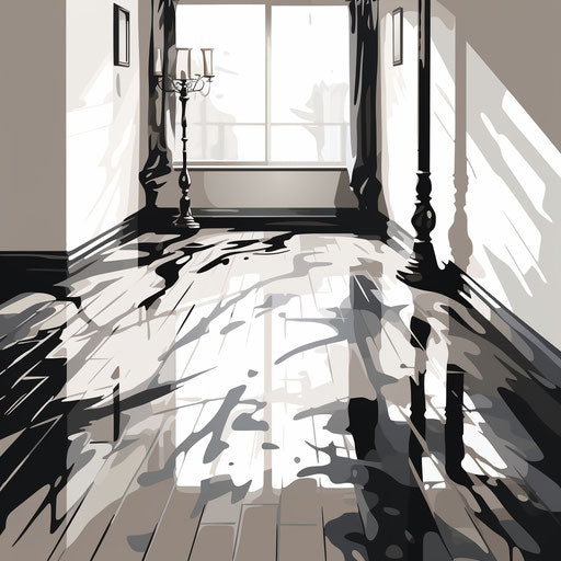 Floor drawing in the style of Chiaroscuro Art, on white background