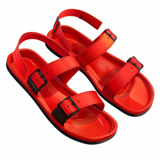 Realistic sandals clipart with flat white background, modern design and vibrant colors