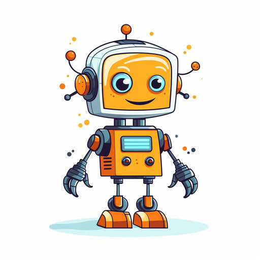 Robots in Minimalist style, on white background