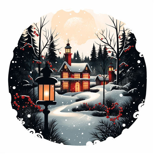 Holiday illustration in the style of Chiaroscuro Art, on white background