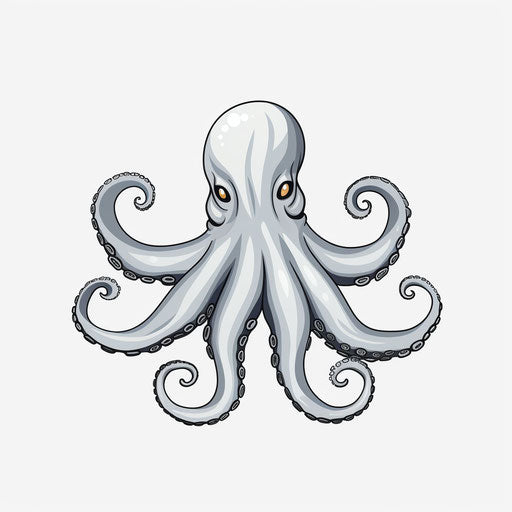 Minimalist style octopus clipart, on white background