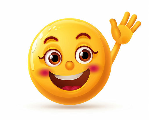 Cute happy female smiling, waving clipart on white background