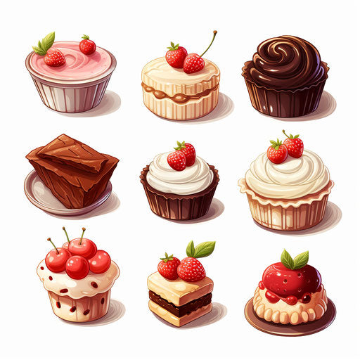 Sweets in Chiaroscuro Art on white background