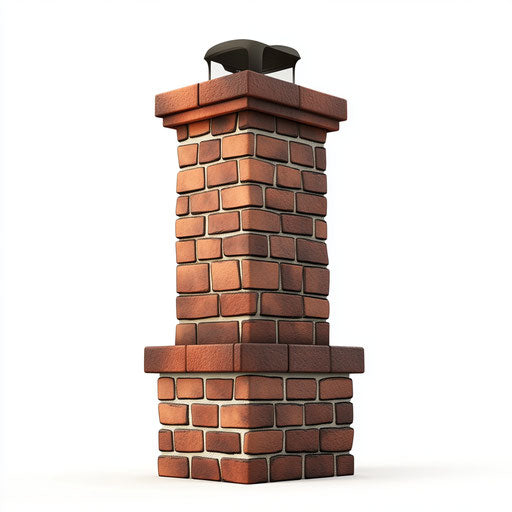 3D Chimney on Flat White Background