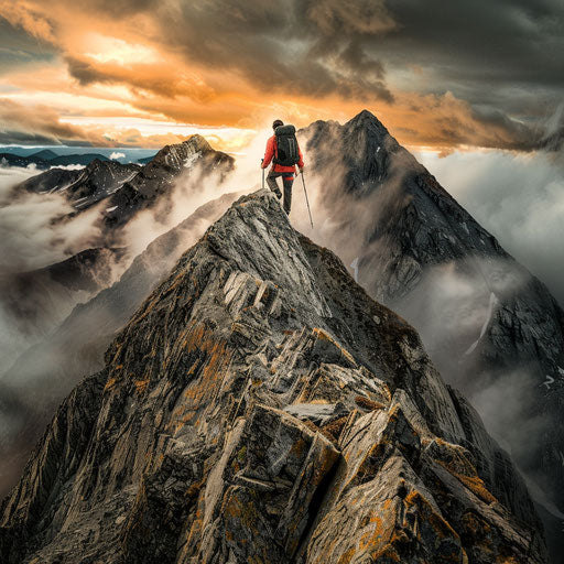 Fearless hiker on the rugged trails of Saddleback Mountain