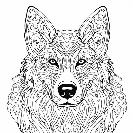 German shepherd dog hand with abstract ornate details