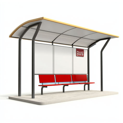 3D Bus Stop Sign on flat white background