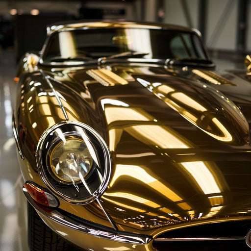 Gold Jaguar E Type Car
