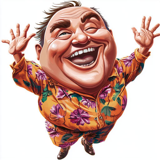 Humorous caricature of a face with exaggerated human characteristics