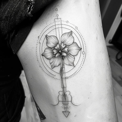 Modern tattoo sketch of a four-leaf clover with geometric shapes