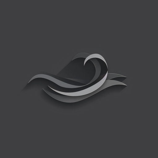 Minimalist logo with abstract wave design on dark grey background