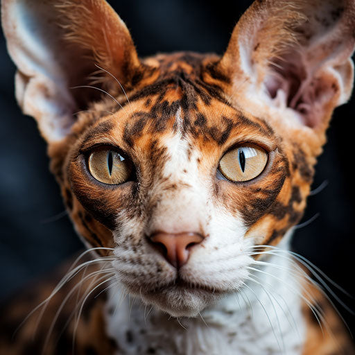Cornish rex cat close-up of the face