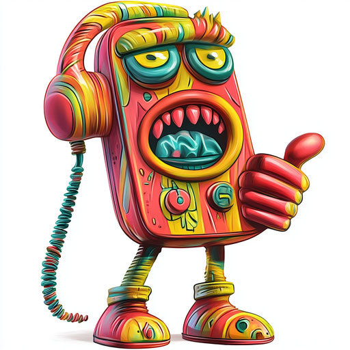 Humorous caricature of a telephone cartoon caricature