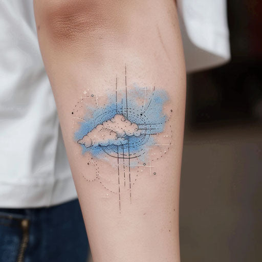 Dreamy tattoo sketch of a cross stitch tattoo