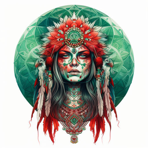 Woman with skull tattoo, Indian pop culture style