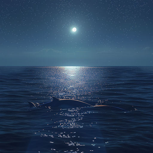 Blue whale under the full moon