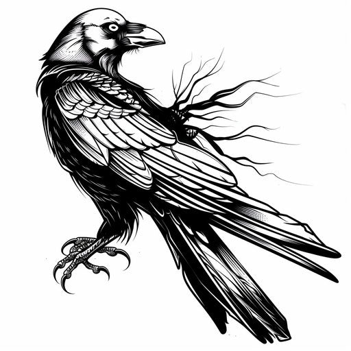 Elegant tattoo sketch with a Dark Souls crow