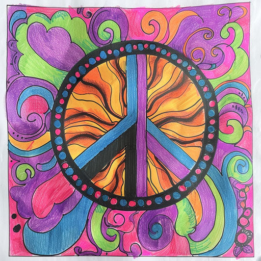 Retro-inspired peace tattoo sketch with peace symbol