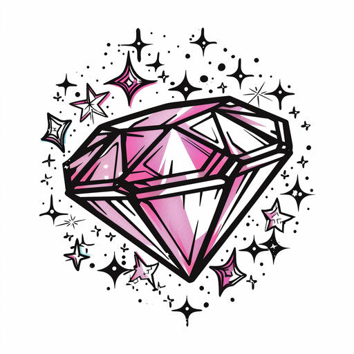 Pink diamond surrounded by tiny stars