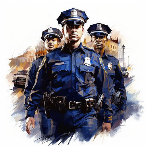 Police illustration in the style of Oil painting