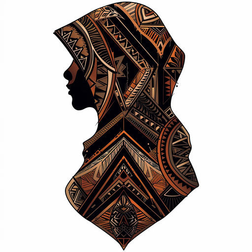 Exotic clipart style flat tattoo sketch of a tribal hood