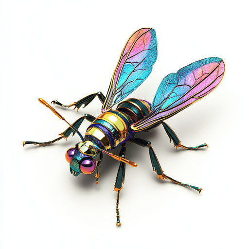 3D wasp on white background, isolated clipart