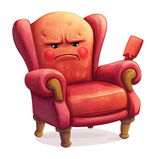 Humorous chair caricature with human characteristics