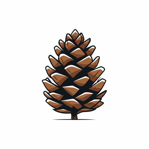 Minimalist pinecone illustration on white background
