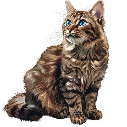 Cat clipart in photo realistic style with a flat random background, glossy finish and sharp outlines