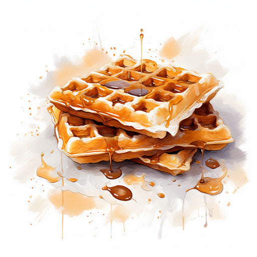 Waffle clipart in the style of Impressionistic Art, on a white background