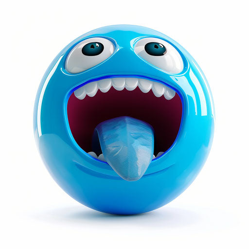 Smiling blue cute face clipart in the style of white background