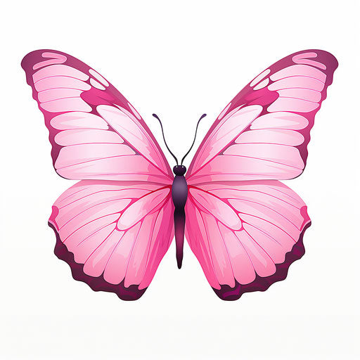 Pink butterfly chiaroscuro clipart on white background